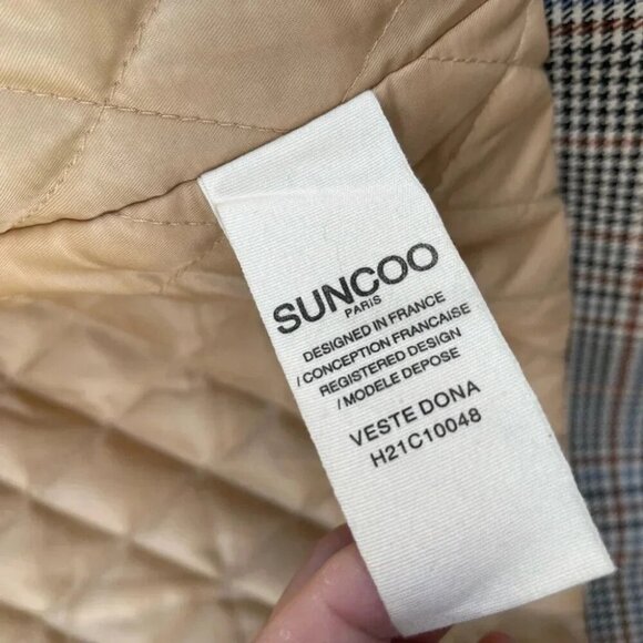 SUNCOO PARIS  CROPPED HOUNDSTOOTH JACKET SMALL - Picture 10 of 13